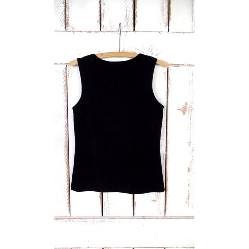 90s vintage black velour velvet shell tank top/sleeveless velvet top/small - Picture 3 of 6